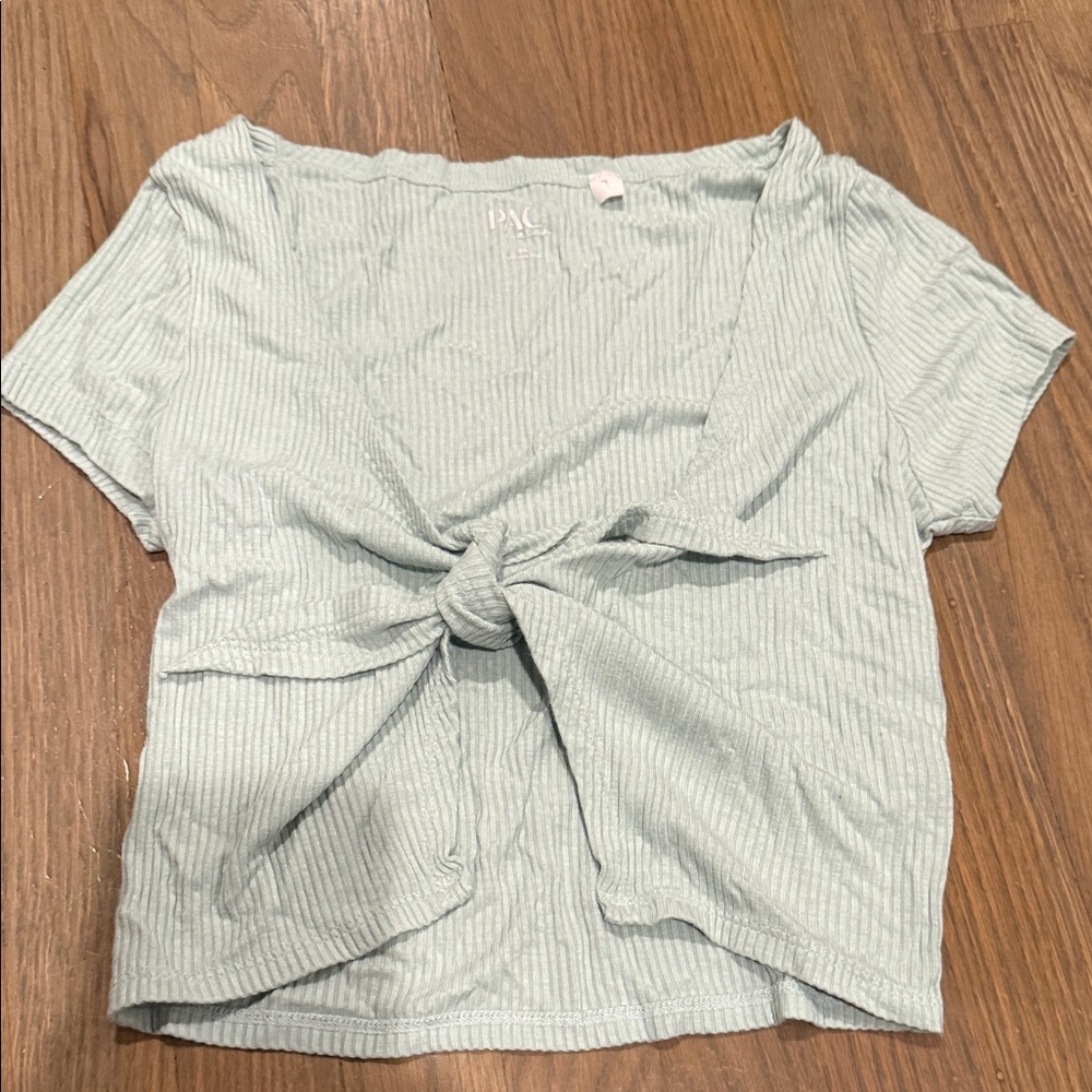 PacSun Mint Tie-Front Crop Top